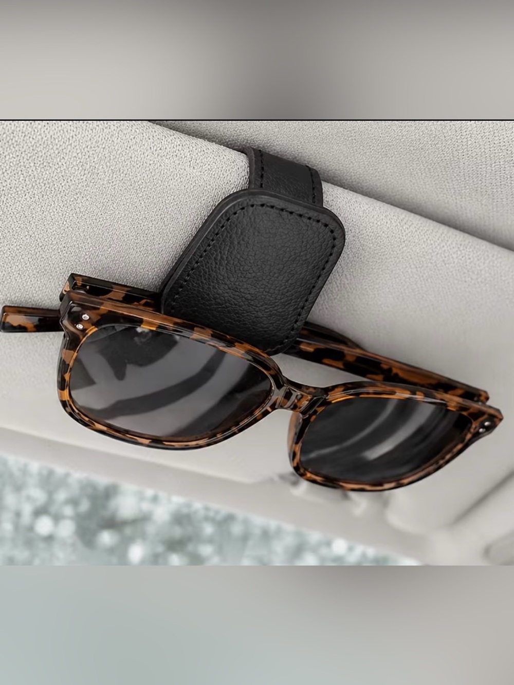 Leather Sunglasses Clip - Picture 2 of 6
